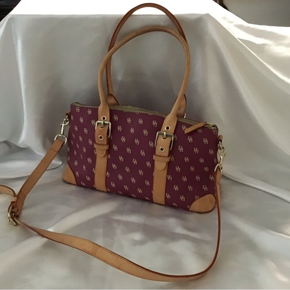 Elegant Burgundy and Tan Designer Handbag